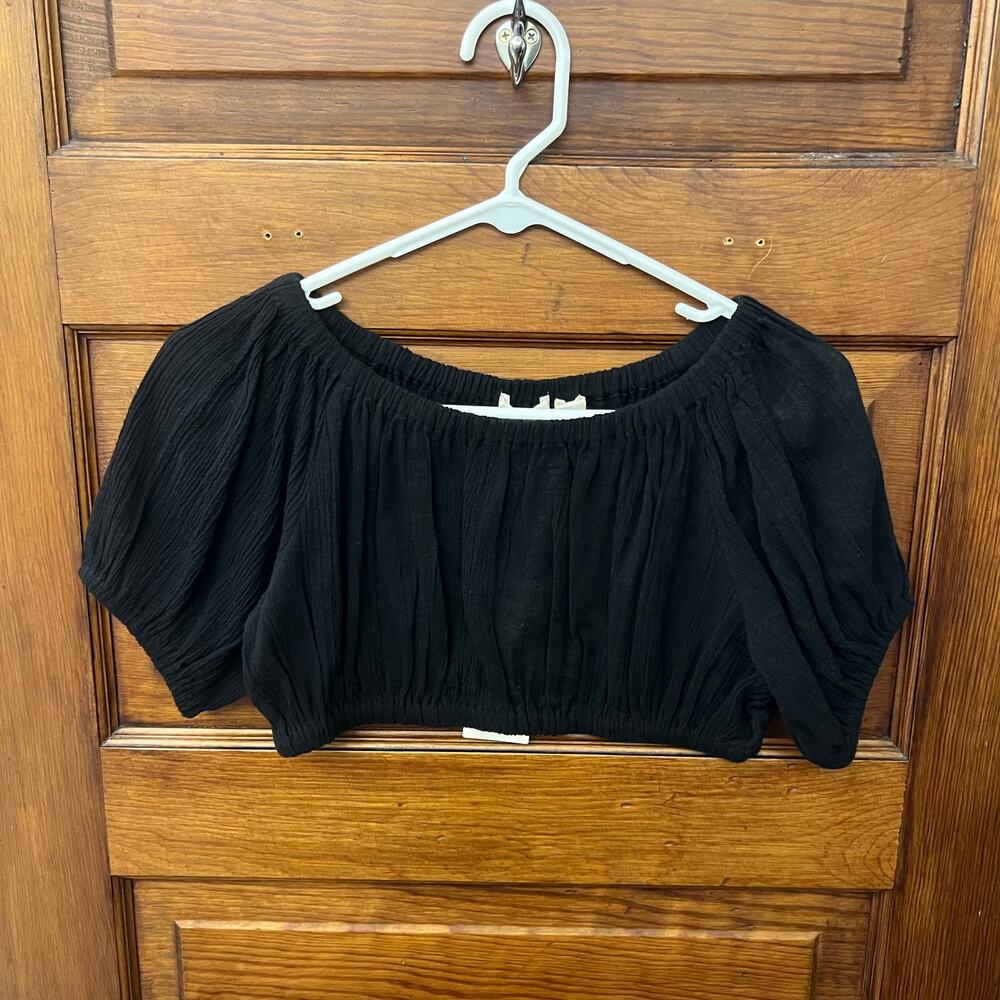 Suzie Kondi Sousanna Cropped Top Gauze Black size XS Women's NWT's $165